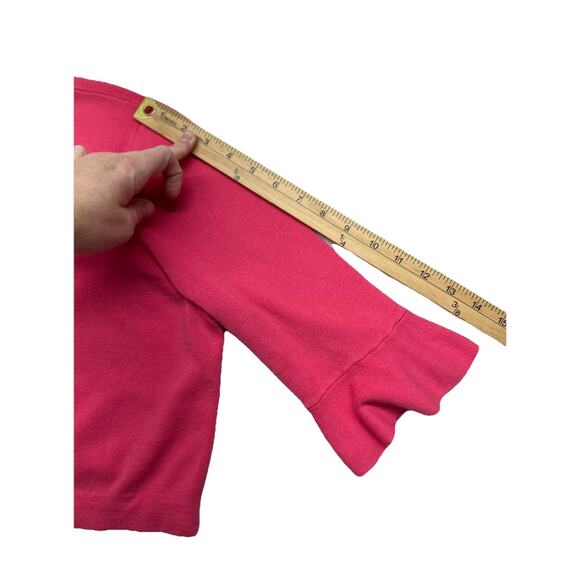 Talbots Open Cardigan Crop Sweater Womens Large Ruffle Sleeve Pink - Picture 5 of 7